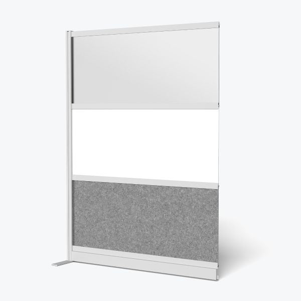 Workflow Modular Wall Room Divider System - Silver Frame - 53" x 70" Wide Panel Add-On Wall with Whiteboard