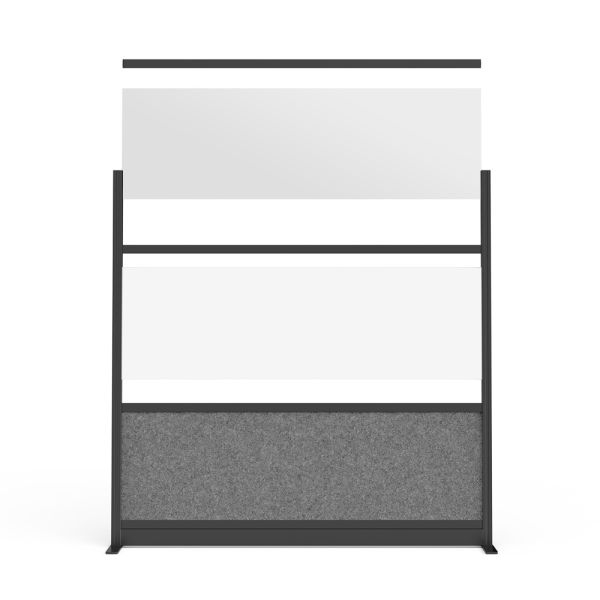 Workflow Modular Wall Room Divider System - Black Frame - 70" x 70" Wide Panel Starter Wall with Whiteboard